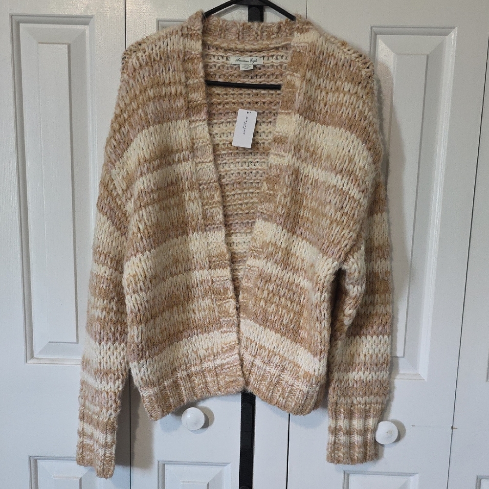 American Eagle Outfitters Tan and Cream Cardigan